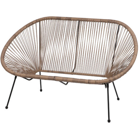 Canapé de jardin 2 places en résine taupe – Dimensions 137x92x85cm – Confortable et tendance pour espaces extérieurs – Sunnydays