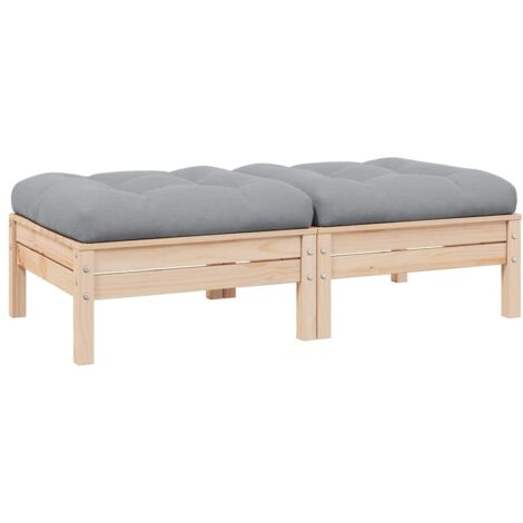 Canapé de jardin 2 places et coussins，Canapé d'extérieur，Banquette / Sofa / Divan de jardin gris Bois de pin solide MEMV365557
