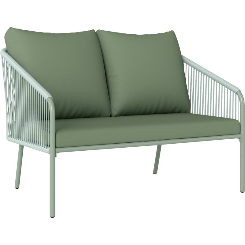 Canapé de jardin - Outsunny - accoudoirs et coussins - 2 places - cadre