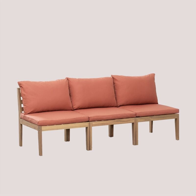 Canapé de jardin modulable 3 pièces en bois d'acacia Filips Sklum Terracota