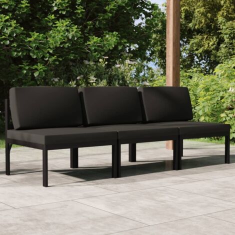 Canapé de jardin 3 places avec coussins Aluminium Anthracite vidaXL
