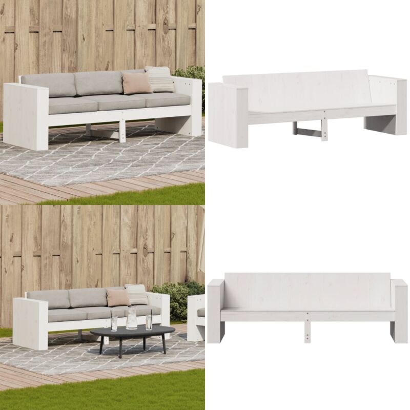 Canapé de jardin 3 places blanc 189x60x62 cm bois de pin massif - Canapé De Jardin - Mobilier De Jardin - Salon De Jardin - Meubles De Jardin