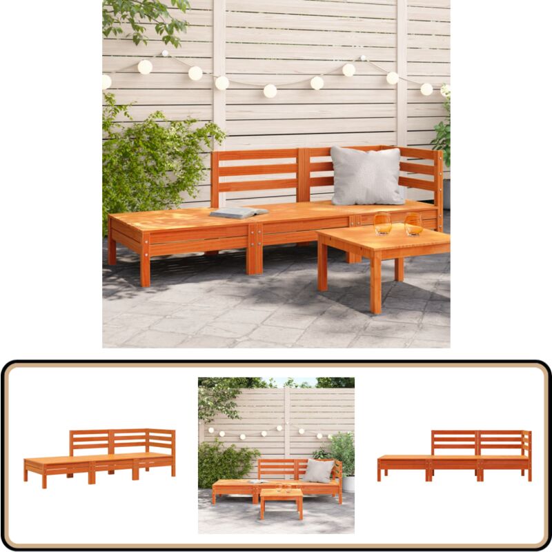 Canapé de jardin 3 places cire marron bois de pin massif - Canapé De Jardin - Mobilier De Jardin - Meubles De Jardin - Canapé Extérieur - Chaise