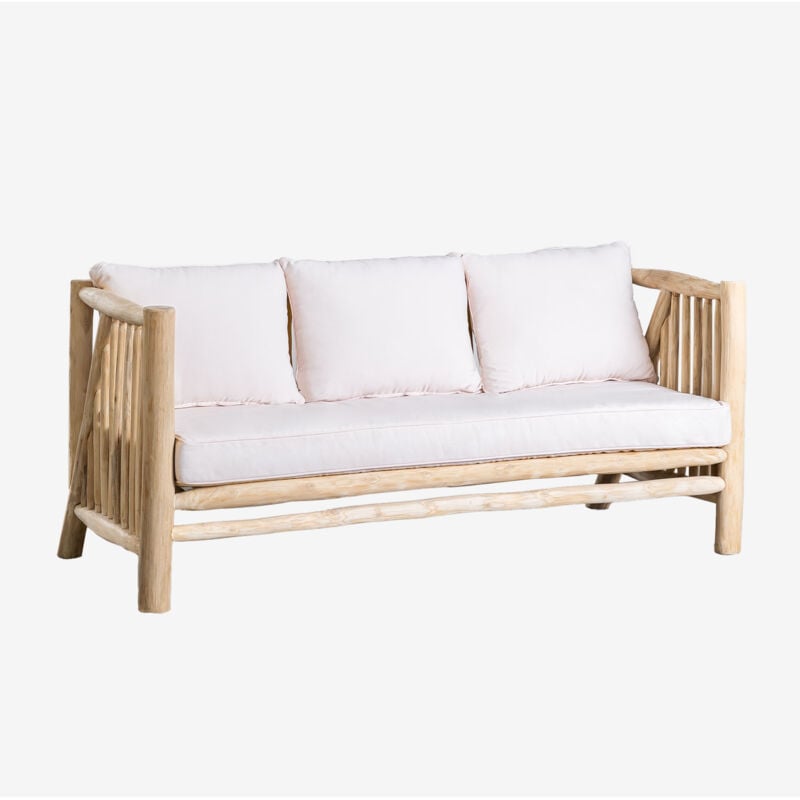 Sklum - Canapé de jardin 3 places en bois de teck Narel Marron Bois Naturel