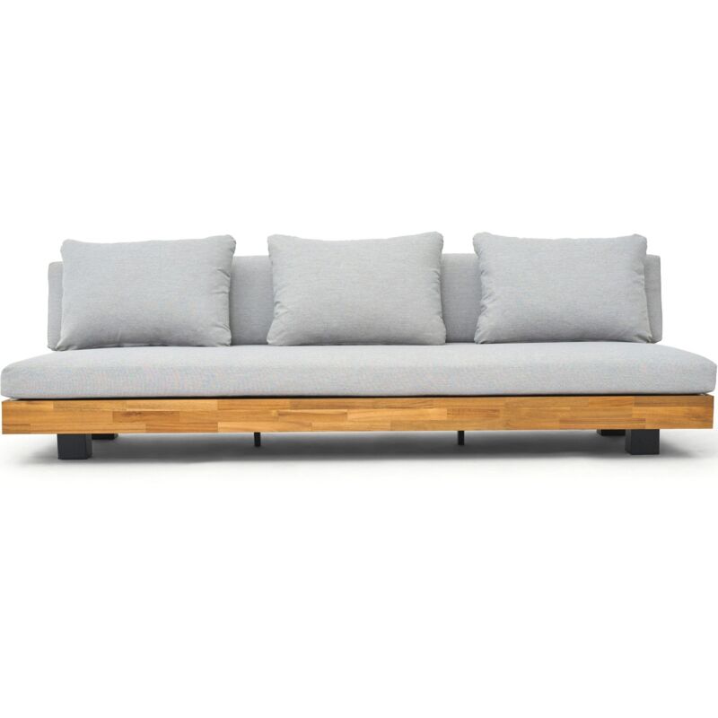 Canapé de jardin 3 places en bois fsc - coussins gris chiné - Capri