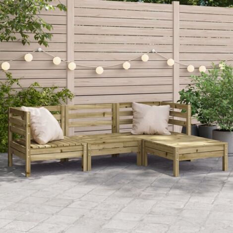 Canapé de jardin 3 places-Salon de jardin Sofa extérieur avec repose-pieds bois pin imprégné 302392