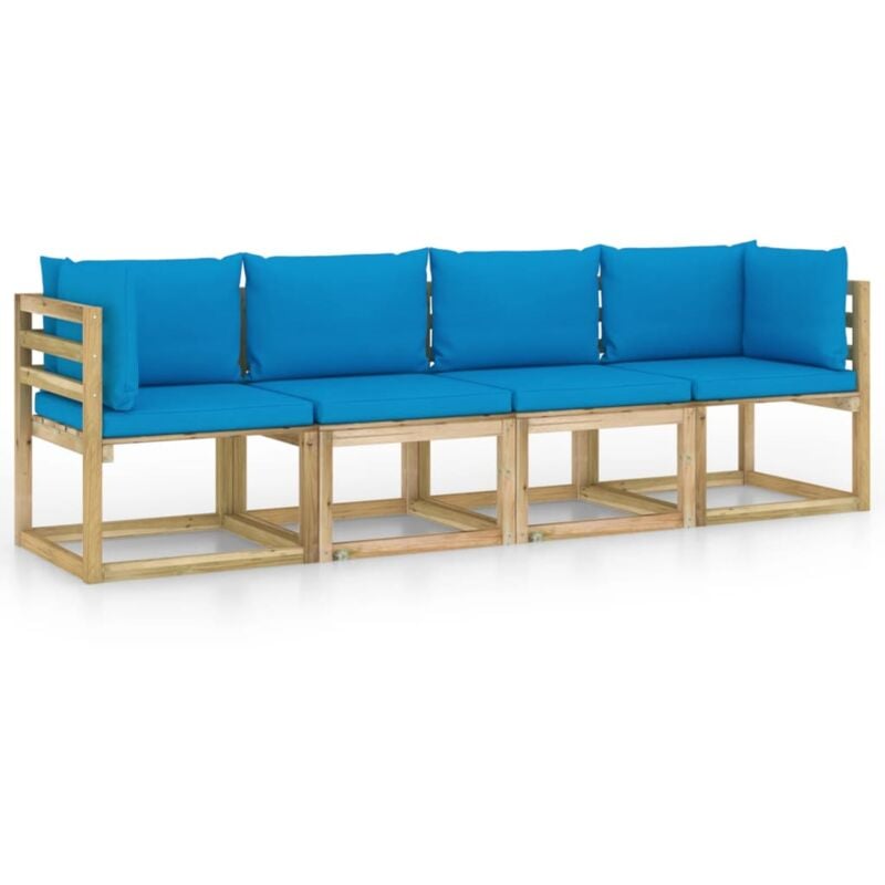 Vidaxl - Canapé de jardin 4 places avec coussins bleu clair