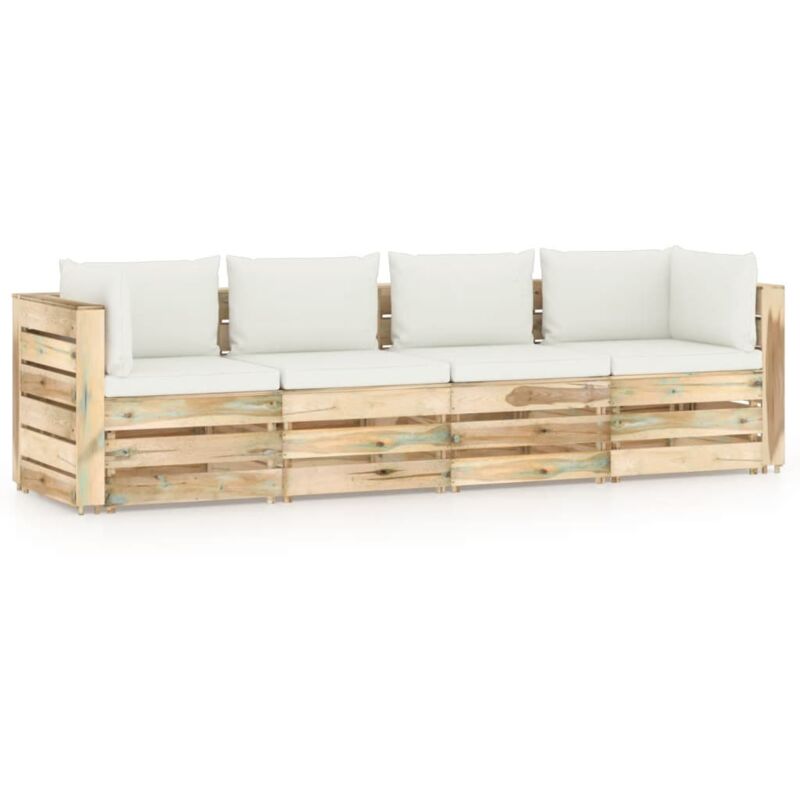 Vidaxl - Canapé de jardin 4 places avec coussins Bois imprégné de vert