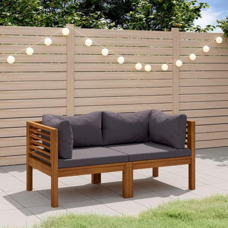 Canap&eacute; de jardin &agrave; 2 places avec coussin Bois d'acacia massif