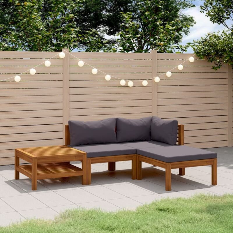 Vidaxl - Salon de jardin 4 pcs avec coussin Bois d'acacia solide