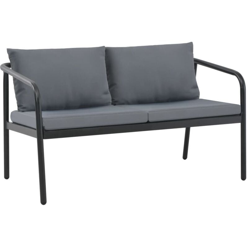 Canapé de jardin à 2 places avec coussins Gris Aluminium