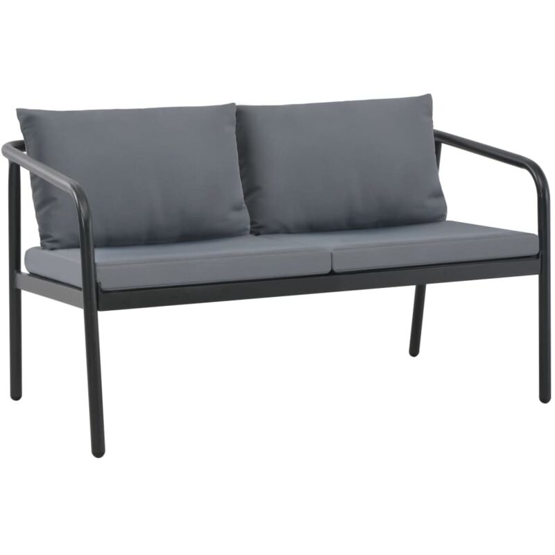 Canap&eacute; de jardin &agrave; 2 places avec coussins Gris Aluminium Vidaxl Gris