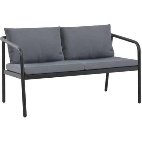 Canapé de jardin à 2 places avec coussins Gris Aluminium