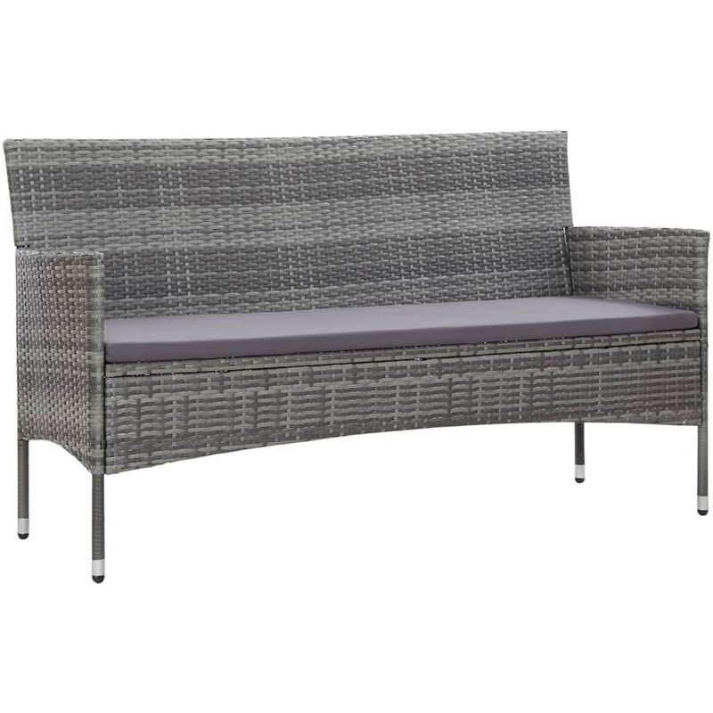 Canape de jardin a 3 places avec coussins Gris Resine tressee