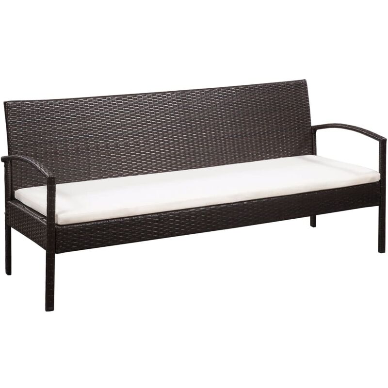 Asupermall - Canape de jardin a 3 places avec coussins Marron Resine tressee