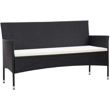 Canapé de jardin à 3 places avec coussins Marron Résine tressée