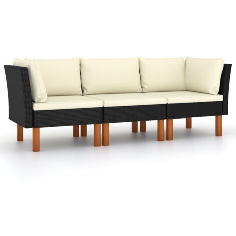 vidaXL 9 pcs Salon de Jardin avec Coussins Résine Gris/Noir Multi-modèle