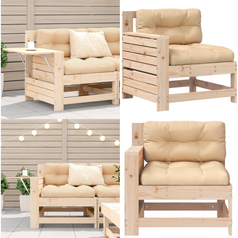 Canapé de jardin accoudoir avec coussin bois massif de pin - Canapé De Jardin - Meuble De Jardin - Salon De Jardin - Canapé Extérieur - Mobilier De