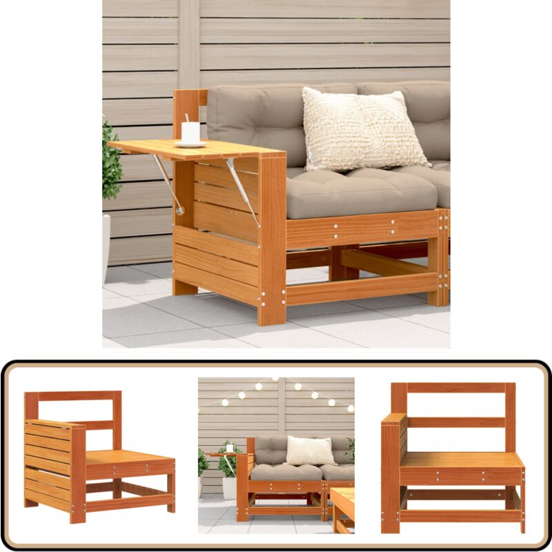 Canapé de jardin accoudoir avec table d'appoint bois massif pin - Canapé De Jardin - Meuble De Jardin - Salon De Jardin - Canapé Extérieur - Canapé