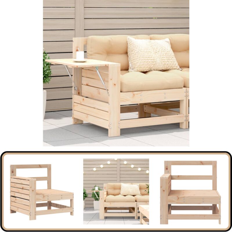 Canapé de jardin accoudoir avec table d'appoint bois massif pin - Canapé De Jardin - Meuble De Jardin - Salon De Jardin - Canapé Extérieur - Canapé