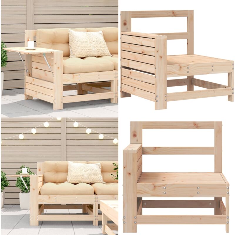 Canapé de jardin accoudoir avec table d'appoint bois massif pin - Canapé De Jardin - Meuble De Jardin - Salon De Jardin - Canapé Extérieur - Canapé