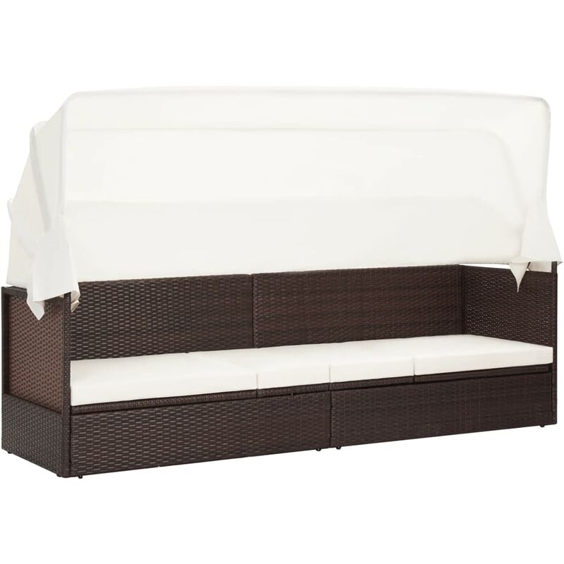 Asupermall - Canape de jardin avec auvent Resine tressee Marron