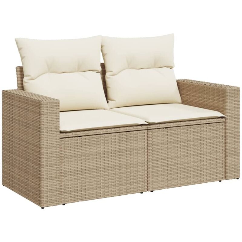 Vidaxl - Canapé de jardin avec coussins 2 places beige résine tressée