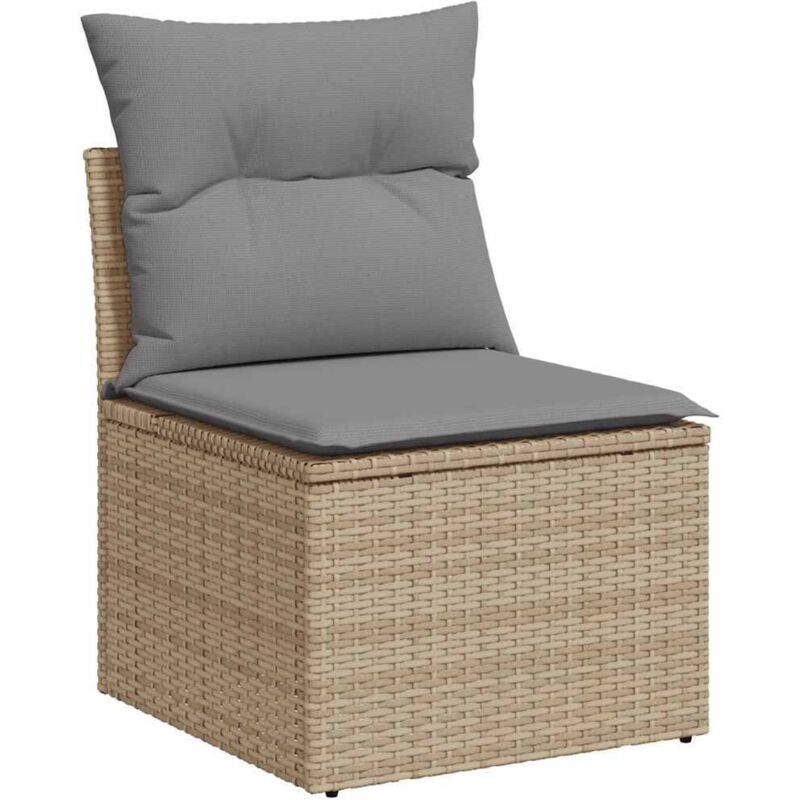 Chaise de jardin sans accoudoirs avec coussins beige poly rotin Vidaxl