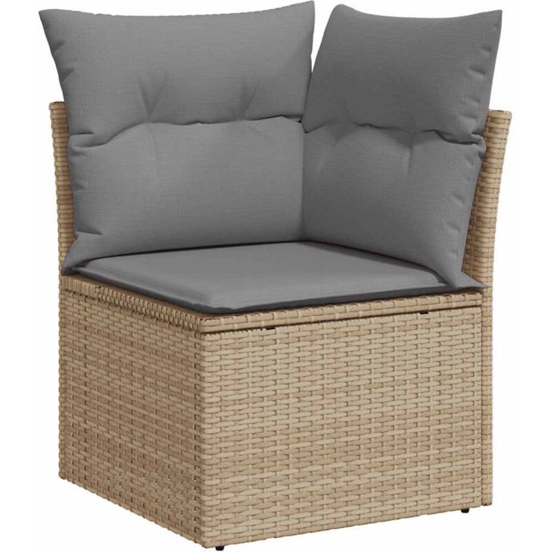 Canapé d'angle de jardin avec coussins beige résine tressée Vidaxl