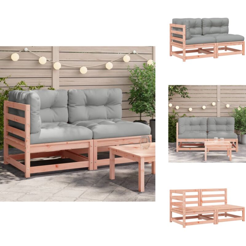 Canapé de jardin avec coussins 2 places bois massif douglas - Canapé De Jardin - Mobilier De Jardin - Canapé Extérieur - Chaise Longue - Meubles De