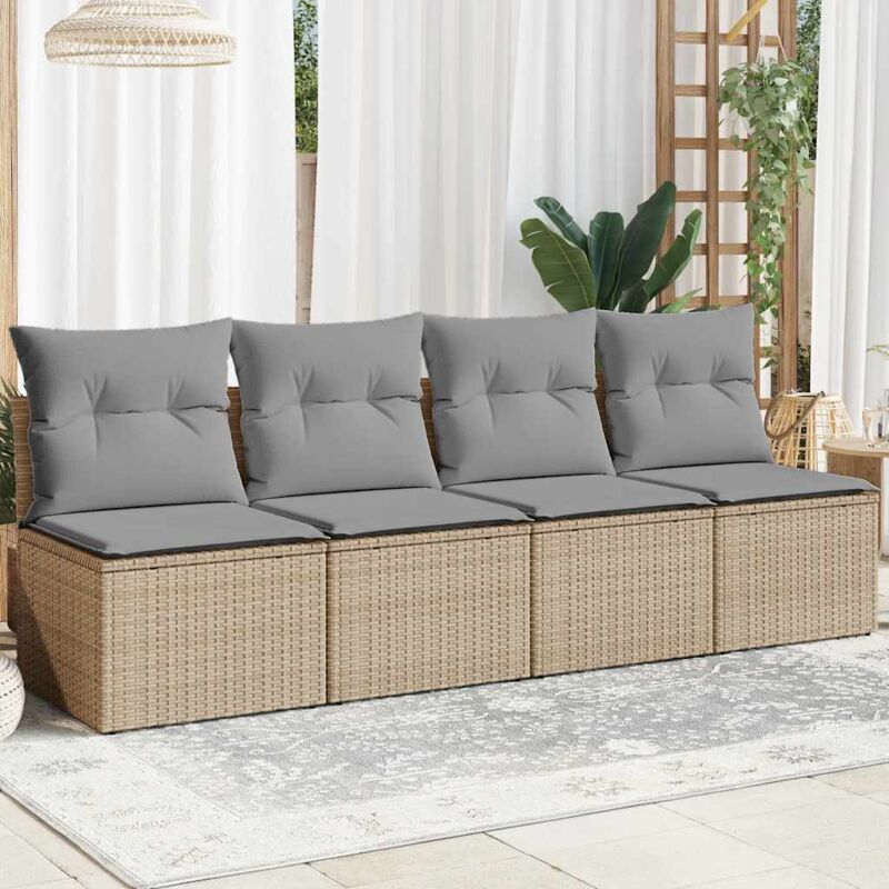 Vidaxl - Canapé de jardin avec coussins 4 places beige résine tressée