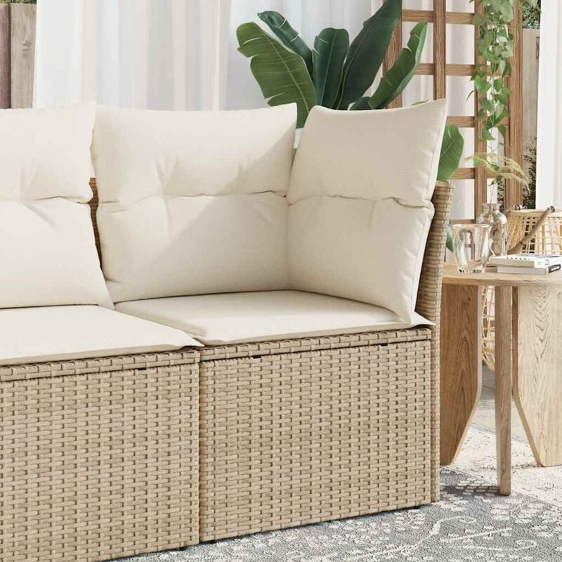 Vidaxl - Canapé d'angle de jardin avec coussins beige résine tressée