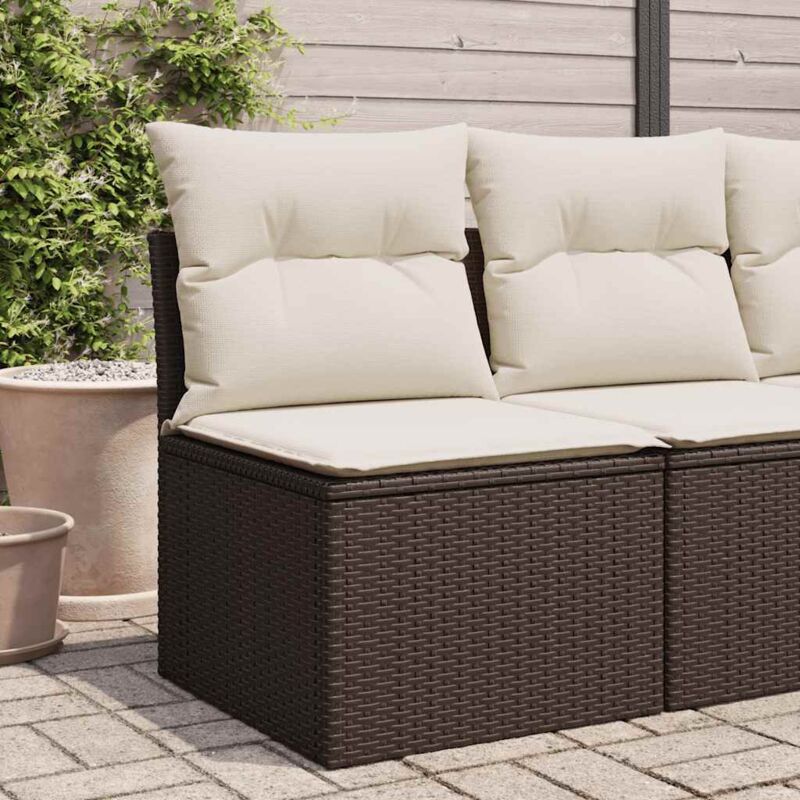 Divano Giardino Senza Braccioli Con Cuscini Polyrattan Marrone - Vidaxl