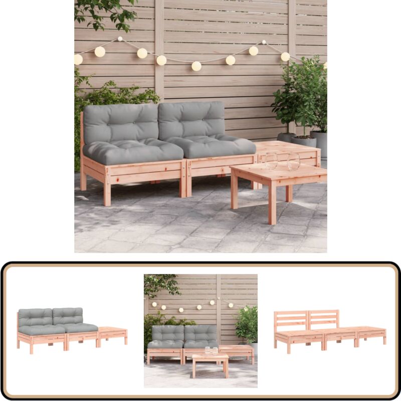Canapé de jardin avec coussins et repose-pied 2 places - Canapé Jardin - Mobilier Extérieur - Jardin Design - Meuble En Bois - Canapé Deux Places