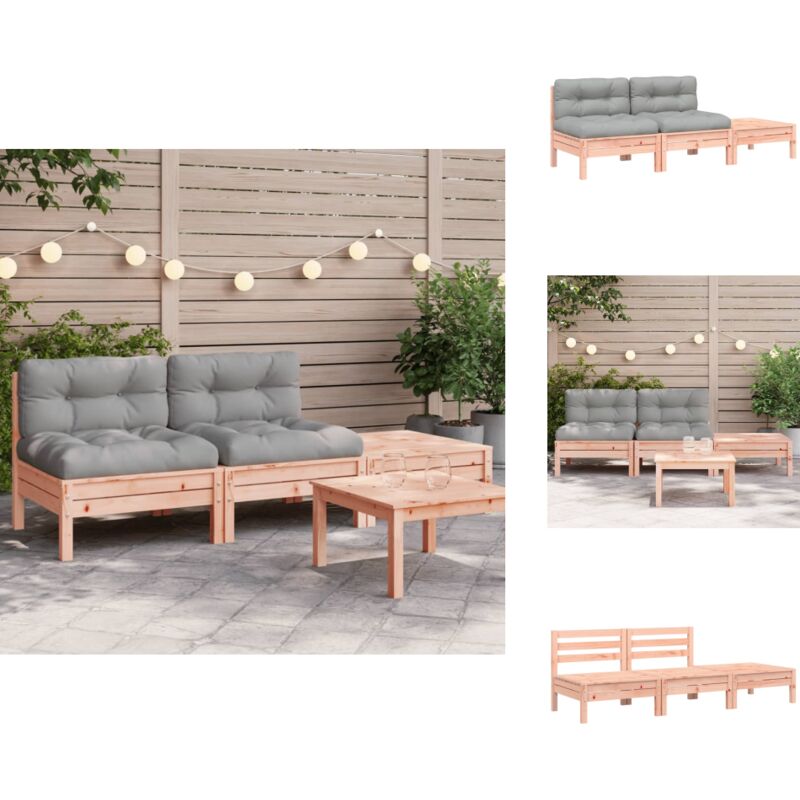 Canapé de jardin avec coussins et repose-pied 2 places - Canapé Jardin - Mobilier Extérieur - Jardin Design - Meuble En Bois - Canapé Deux Places