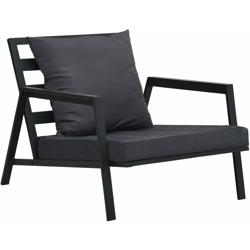 Canapé de jardin avec coussins Gris foncé Aluminium