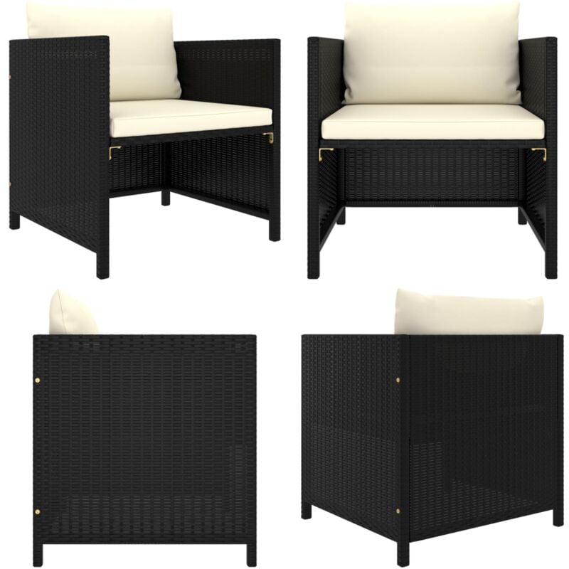 Canapé de jardin avec coussins Noir Résine tressée - Canapé De Jardin - Mobilier De Jardin - Chaise De Jardin - Ensemble Salon Extérieur - Résine