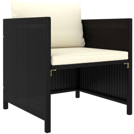Canapé de jardin avec coussins-Salon de jardin Sofa extérieur Noir Résine tressée 565433