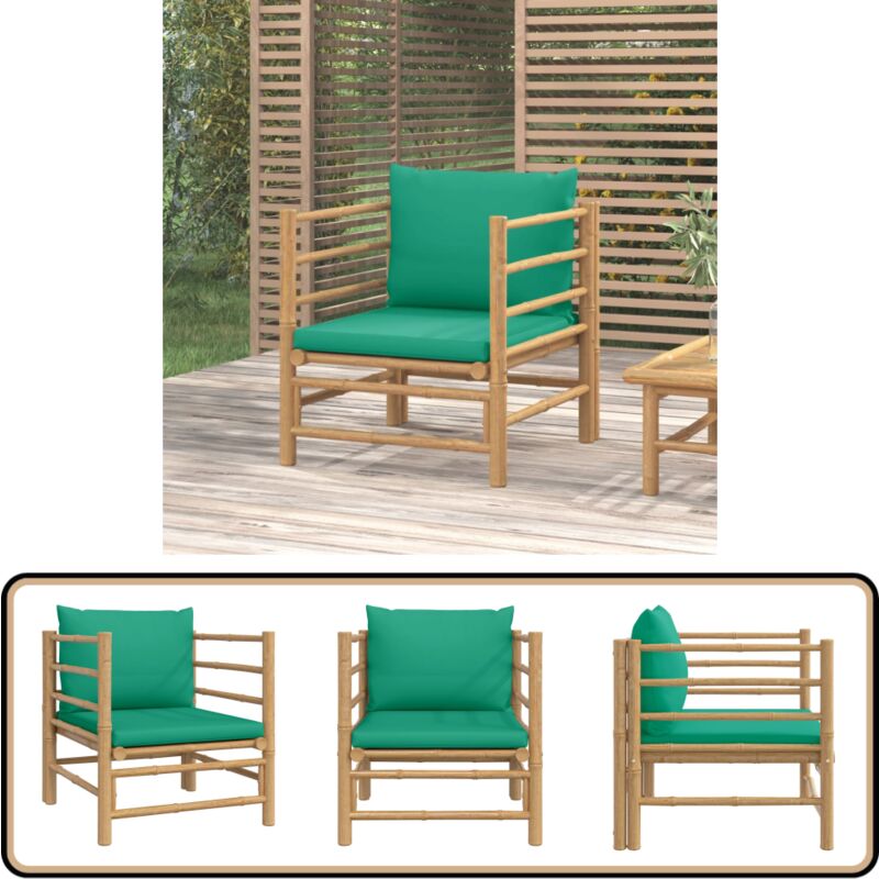 Canapé de jardin avec coussins vert bambou - Canapé De Jardin - Mobilier De Jardin - Meubles De Jardin - Canapé Extérieur - Bambous