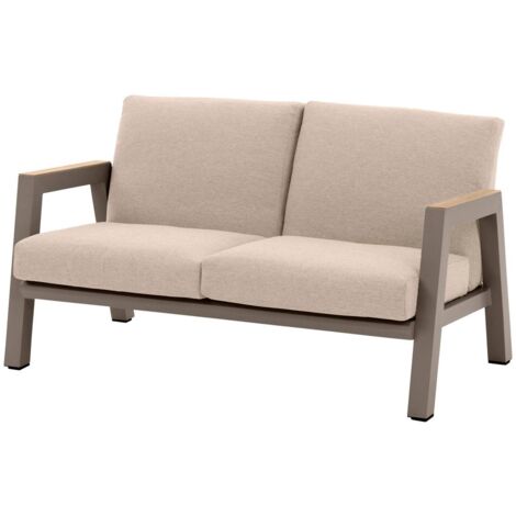 Canapé de jardin Axiome praline & beige 2 places en aluminium et polyester - Hespéride