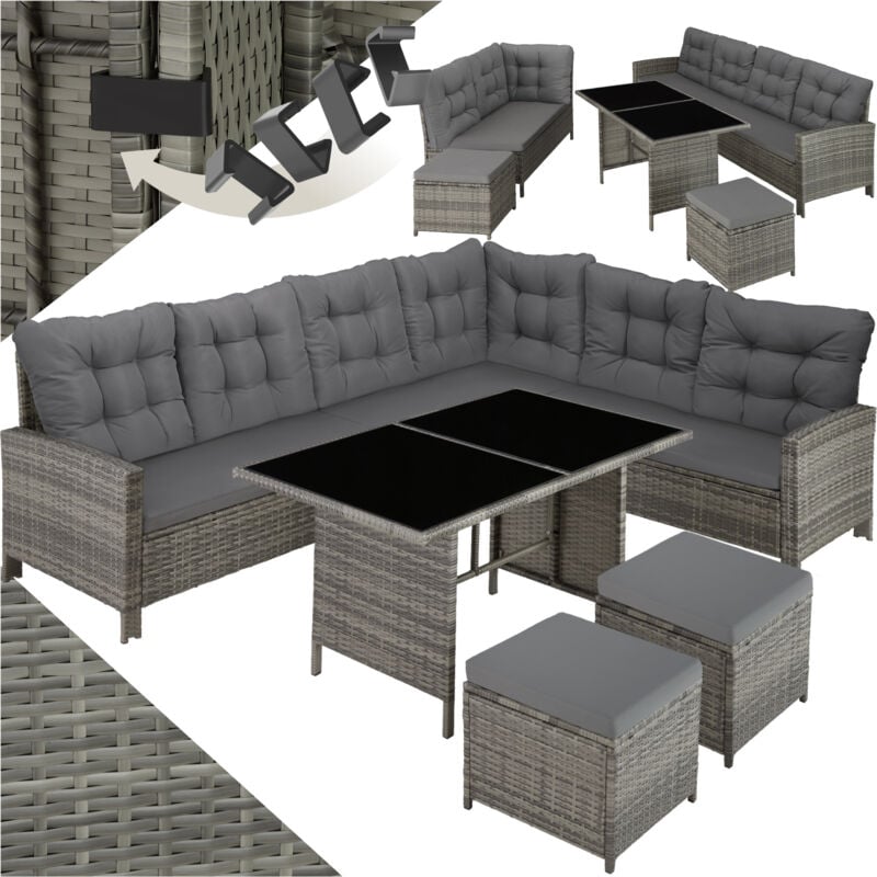 Canapé de jardin barletta modulable - gris/beige