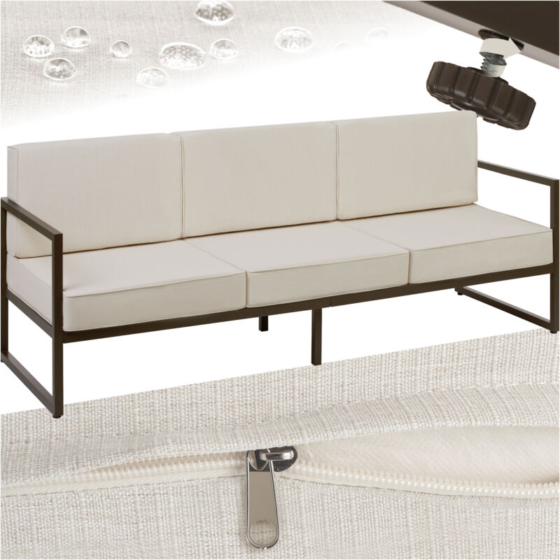 tectake Garden Furniture Comosa - for 3 people, XXL padding, 1 sofa in Brown | Size: 3 Seater