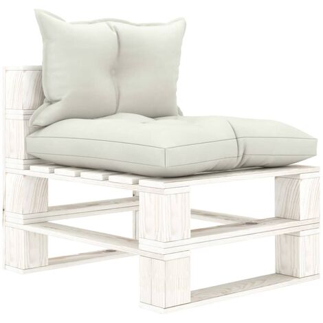 Canapé de jardin design industriel - Canapé palette de milieu de jardin avec coussins beige Bois -BV28614