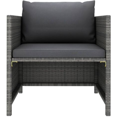 Canapé de jardin design industriel style avec coussins Gris Résine tressée -BV59254