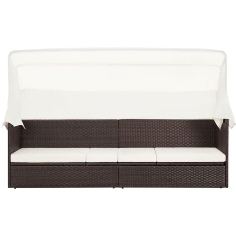 Canapé de jardin  Divan de jardin avec auvent Résine tressée Marron
