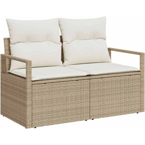Canapé de jardin  Divan de jardin avec coussin 120 x 62 x 69 cm polyrotin