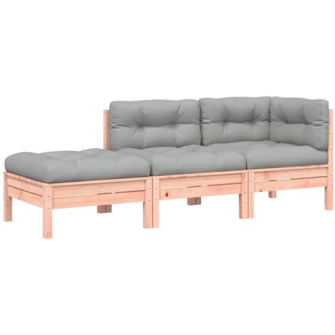 Canapé de jardin Divan de jardin avec coussins et repose-pied 3 places