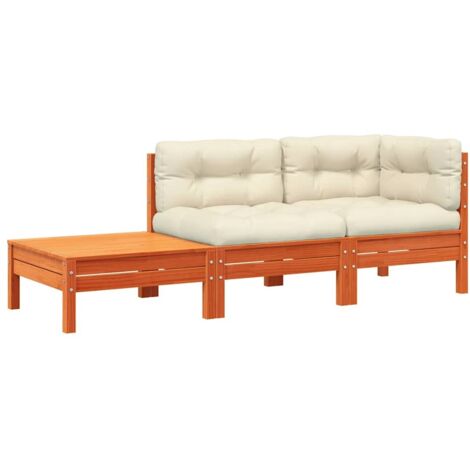 Canapé de jardin  Divan de jardin avec coussins et repose-pied bois pin massif