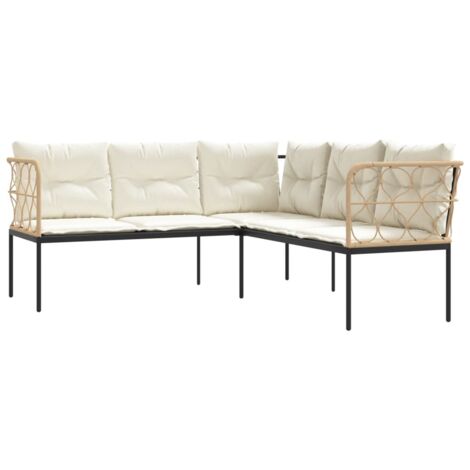 Canapé de jardin  Divan de jardin avec coussins forme de L noir acier textilène
