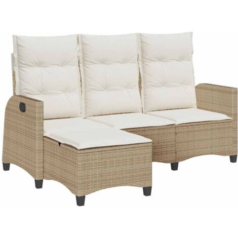 Canapé de jardin  Divan de jardin inclinable coussins forme de L beige polyrotin